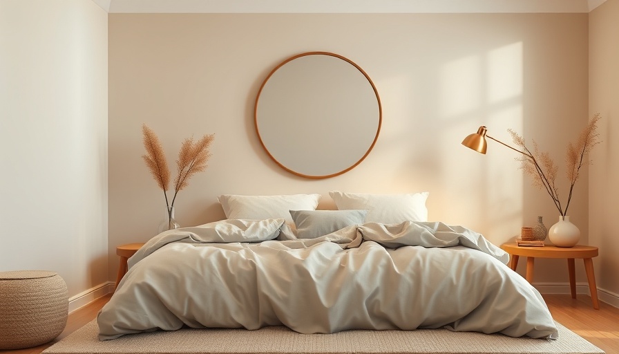 Modern minimalist bedroom collage illustrating sleep prep.