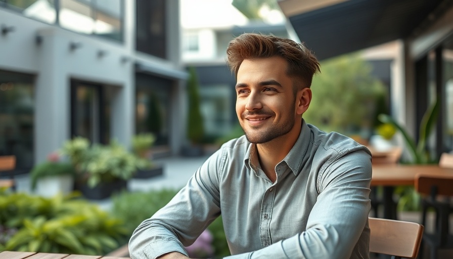Casual man smiling, building resilience through connection.