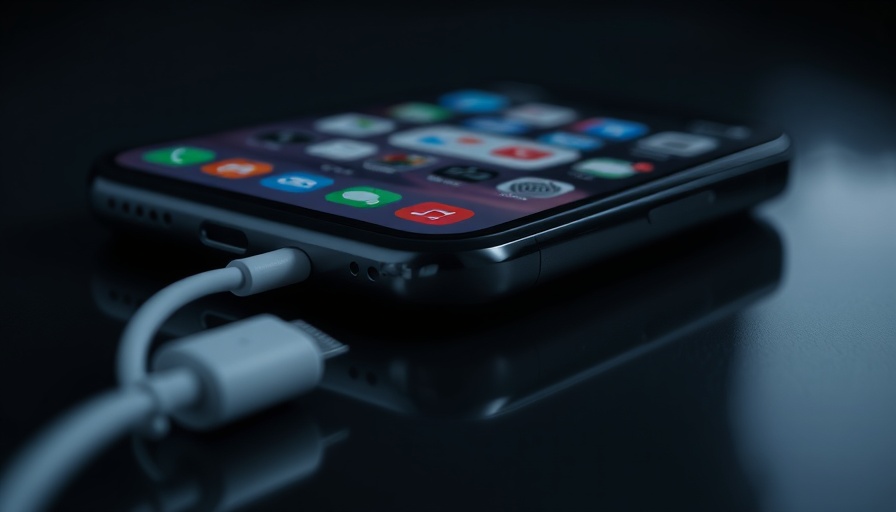 Close-up of an iPhone's charging port with an unplugged charger, port-free iPhone concept.