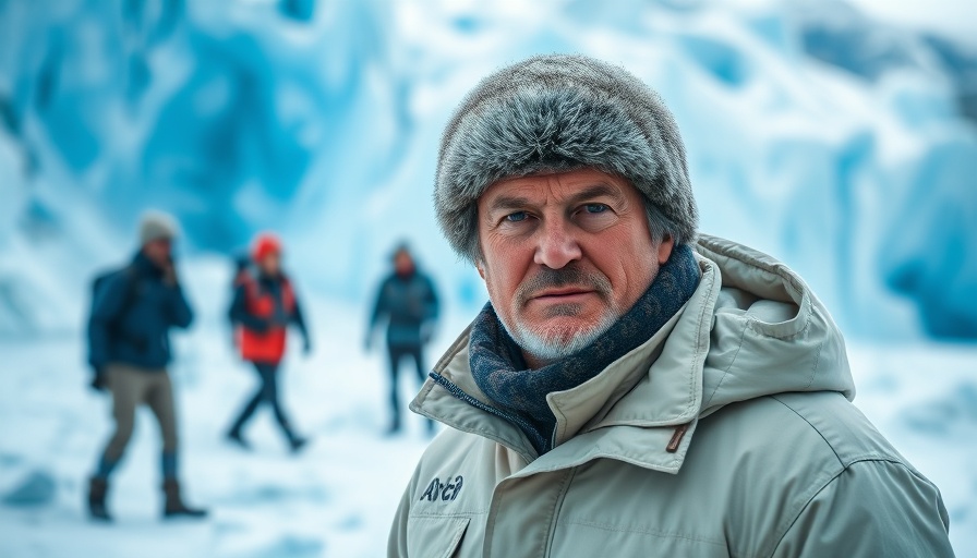 Peruvian farmer in winter clothing at glacier backdrop