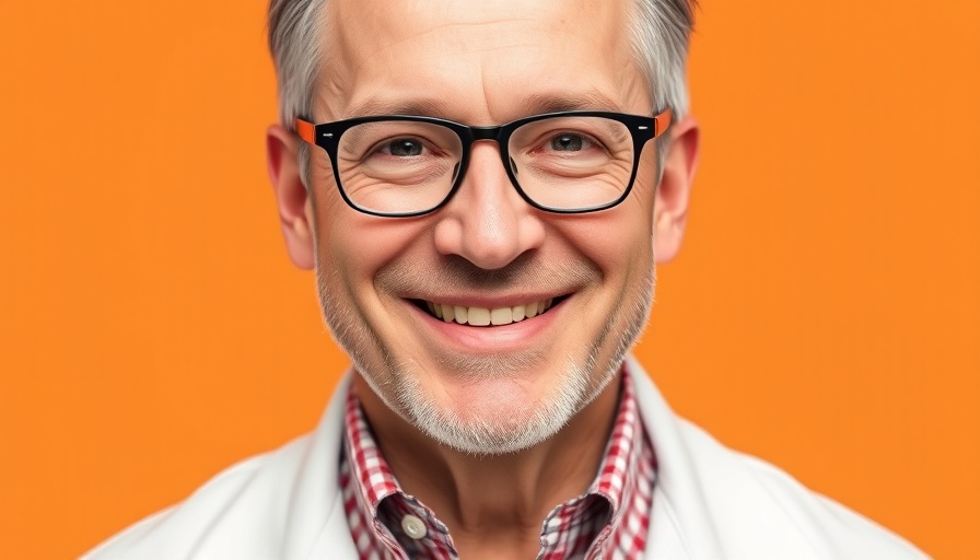 Man smiling in a white coat, representing calmness and expertise for sleep tips for stressed individuals.