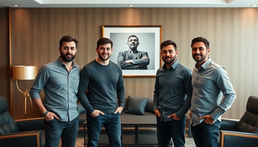 Casual group photo of four men in modern office - Google acquisition of Wiz context.