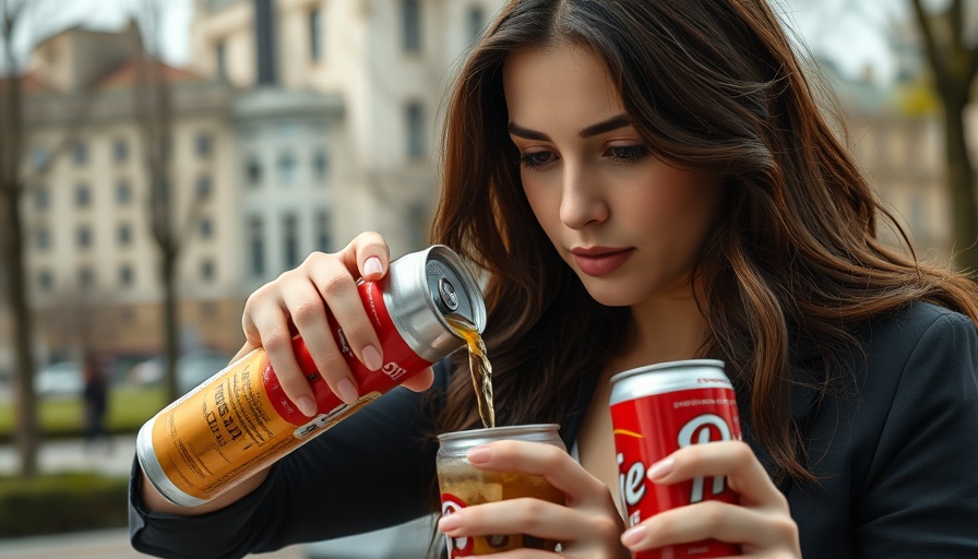 Woman pouring drinks in park highlights aspartame health risks.