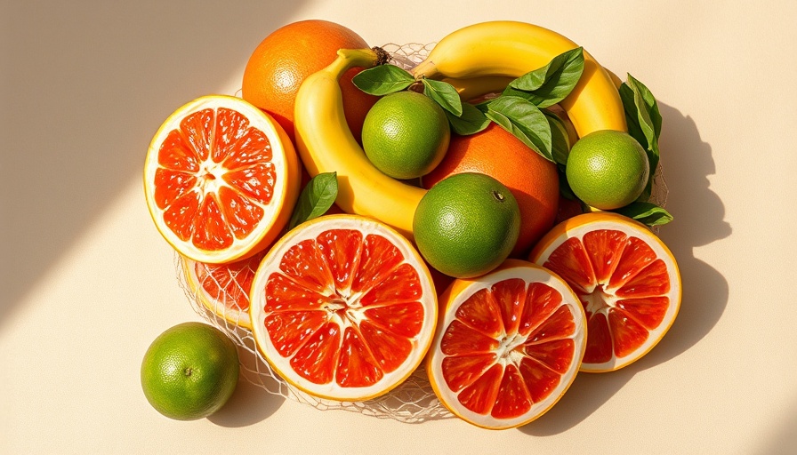 Assorted fruits in mesh bag enhancing antioxidants and gut health.