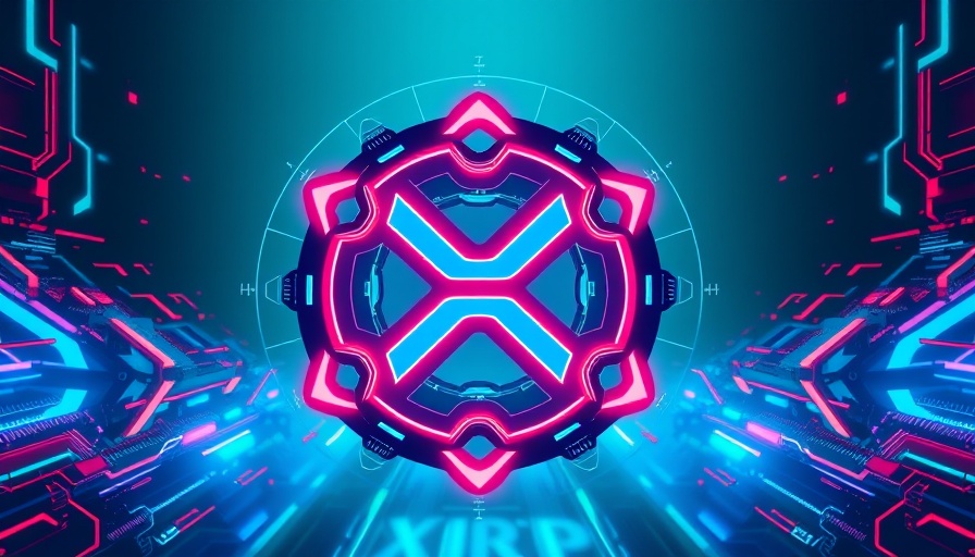 Futuristic XRP cryptocurrency symbol in a geometric pattern