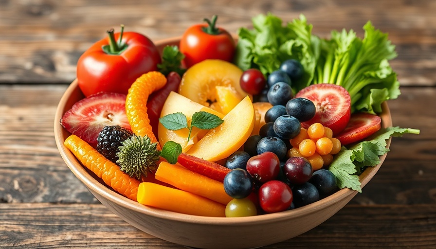 Vibrant bowl of mixed fruits and vegetables for targeted fiber diets.