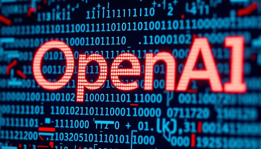 Binary code with OpenAI logo on digital display surface.
