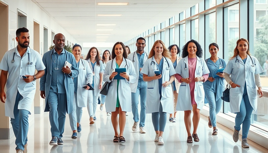 Healthcare professionals walking in hospital corridor, US healthcare immigrant policies.