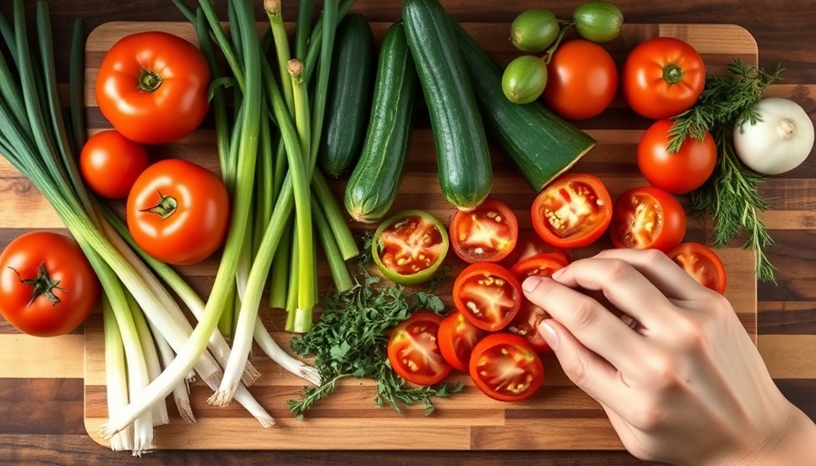 Fresh vegetables on a cutting board promoting healthy eating to lengthen your telomeres.