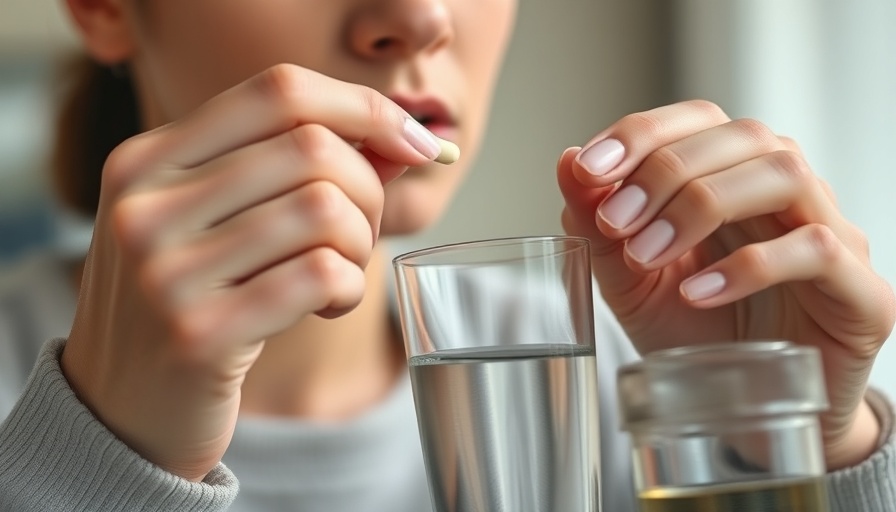 Person taking a pill with water, related to melatonin side effects.