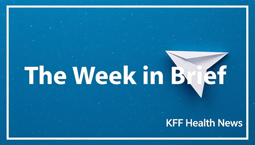 Weekly brief graphic with paper airplane on blue background.