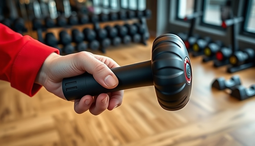 Hand holding Chirp RPM Mini roller for workout recovery, close-up