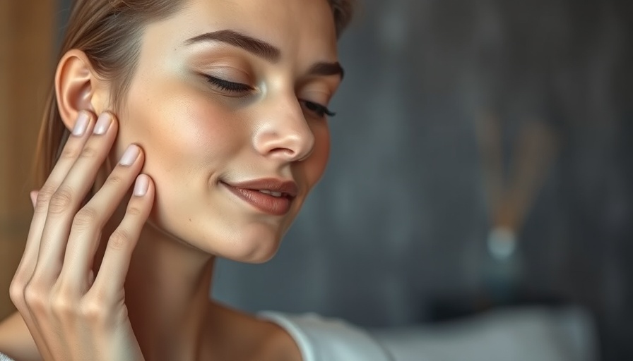 Young woman massaging face with hero ingredients to prevent aging skin.