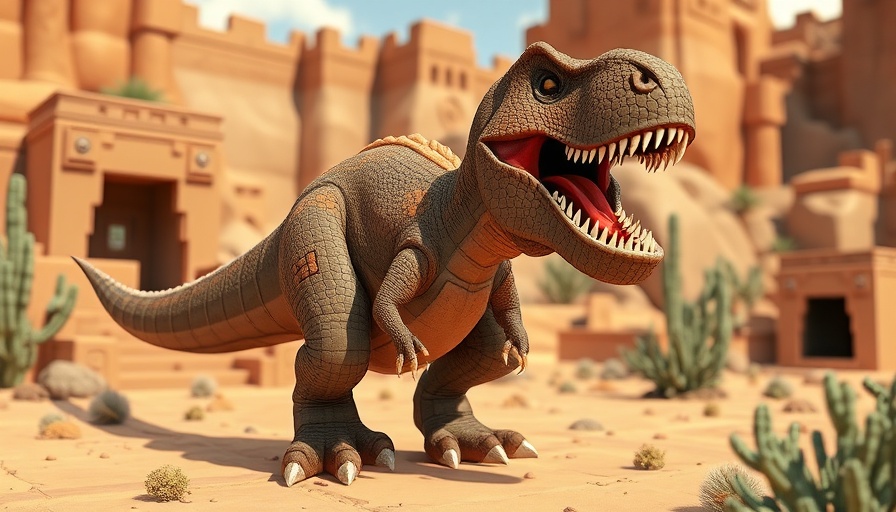 Jurassic World T-Rex in The Sandbox voxel environment.