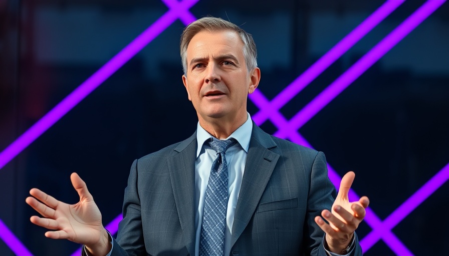 Middle-aged man's gesture during interview on AI chips.