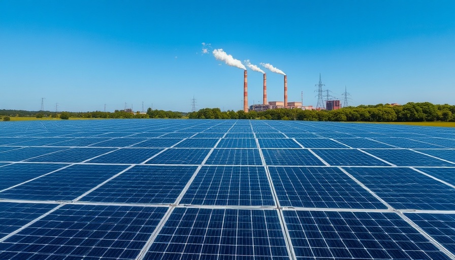 Solar panels and power plant illustrating global energy demand 2024.