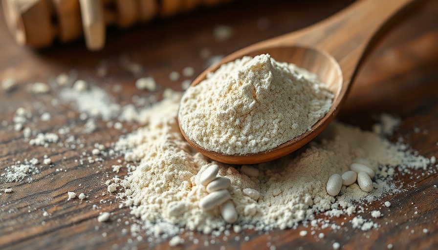 Skin supplement myths depicted with powder on wooden spoon.