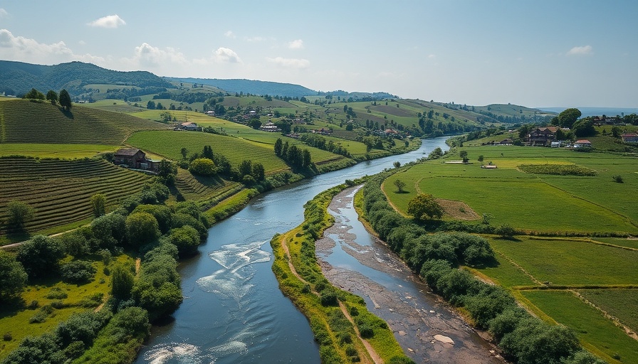 Aerial view highlighting climate action economic growth challenges.