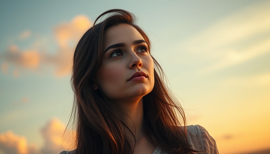 Sagittarius moon commitment struggles illustrated with thoughtful woman gazing at the sky.