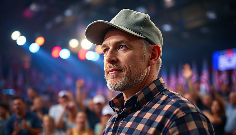 Trump's auto tariffs benefit Tesla rally scene with confident man.