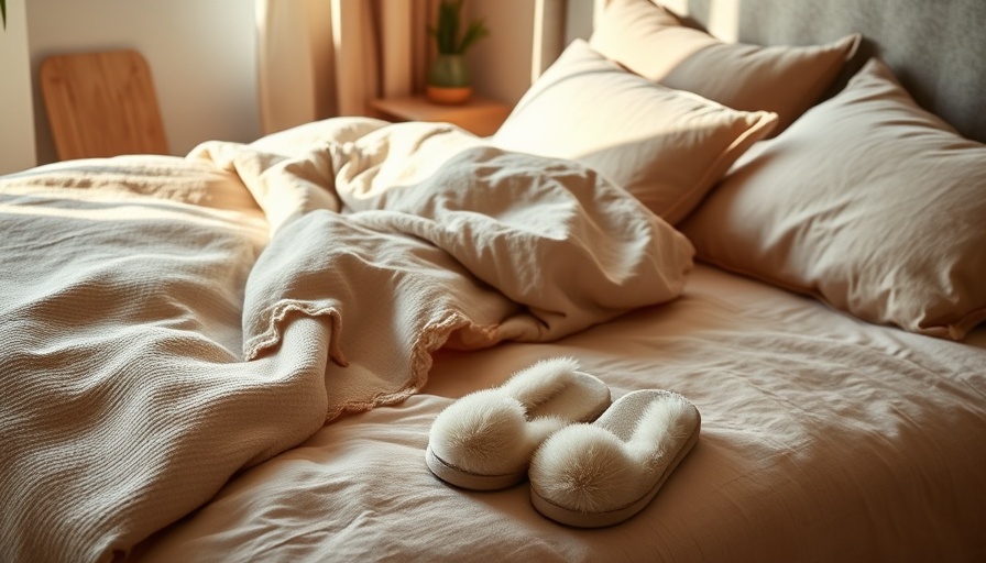 Cozy REM sleep routine bedroom with slippers.