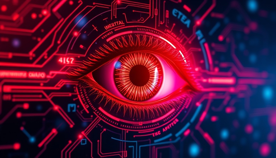Futuristic digital eye representing quantum computing cybersecurity threat.