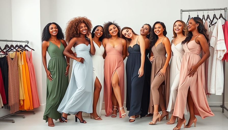 Diverse women modeling dresses, illustrating fashion brand.