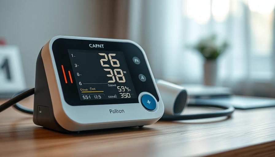 Digital monitor for automated detection of hypertension on desk.