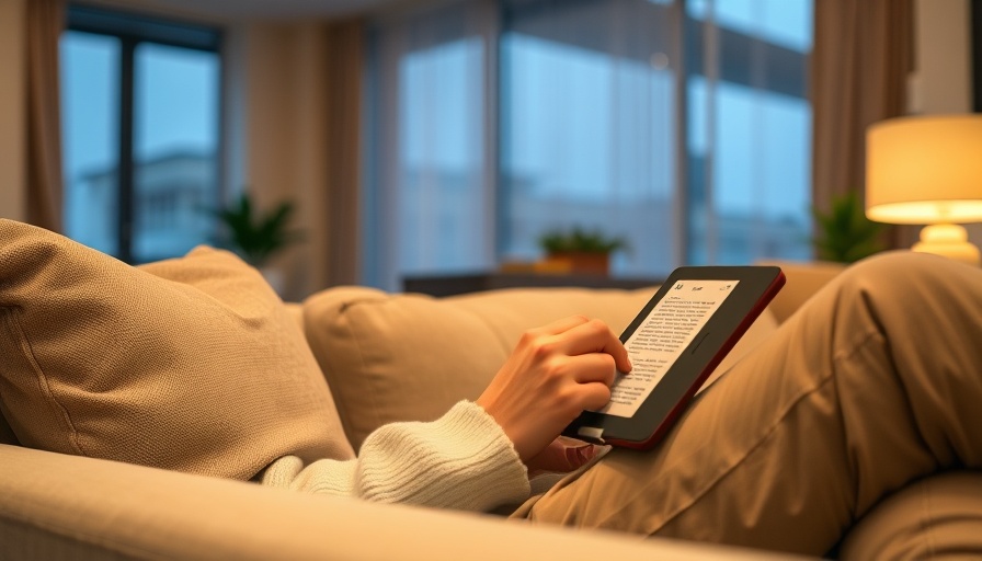 Person using Amazon Kindle AI recaps in cozy living room.