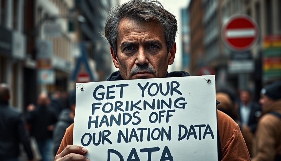 Protester demanding data privacy with a sign, EFF lawsuit context.