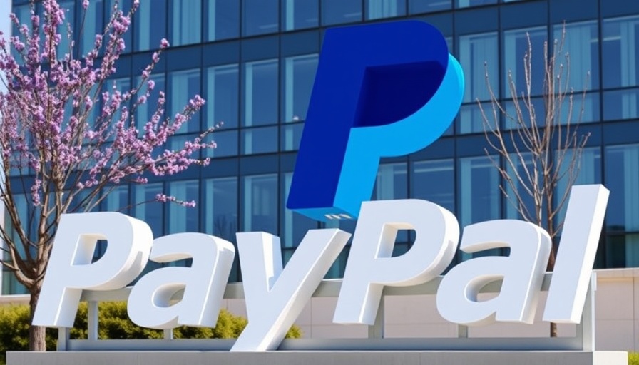 PayPal logo in front of modern glass office building.