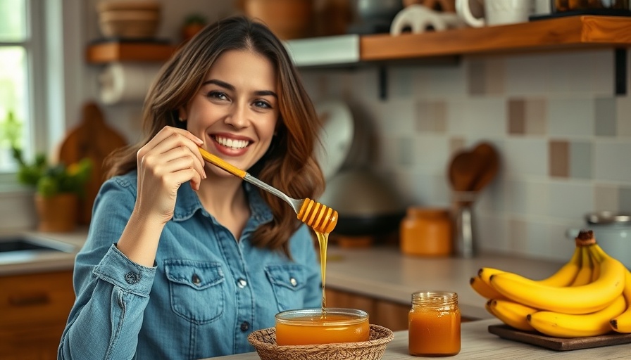 A woman tastes honey in a kitchen, highlighting healthy foods to prevent Alzheimer’s disease.