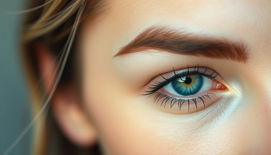 Close-up of expertly shaped eyebrows with eye makeup.