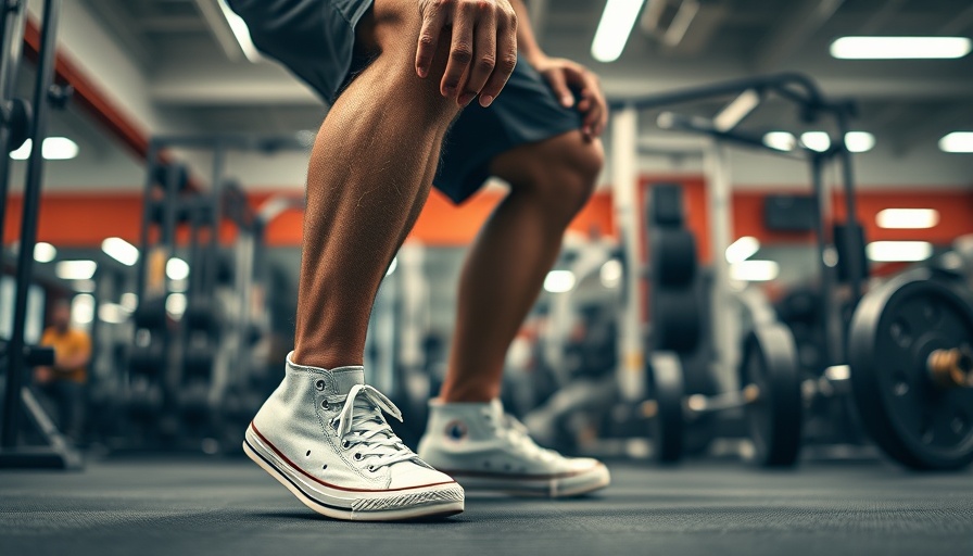 Athletic man wearing Converse shoes lifting weights in gym