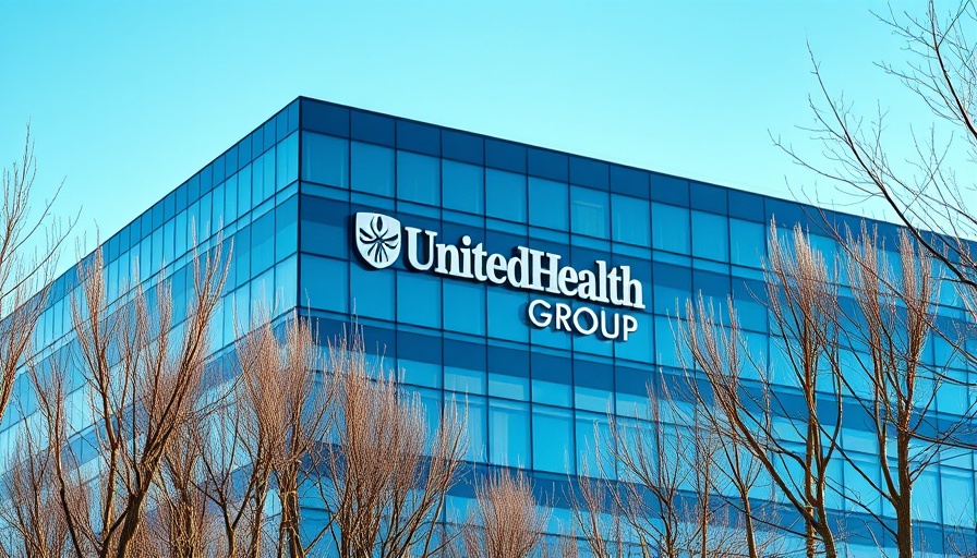 UnitedHealth Group corporate building with clear blue sky.