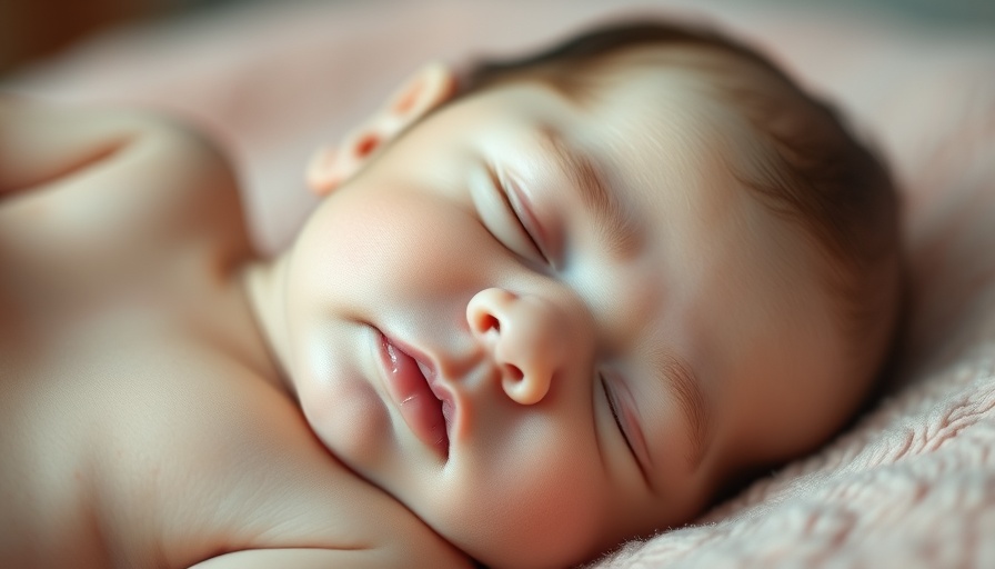 Newborn baby sensing heartbeat and breathing in soft lighting.