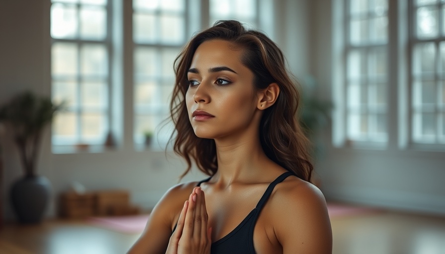 Serene young woman practicing yoga in a bright studio setting.