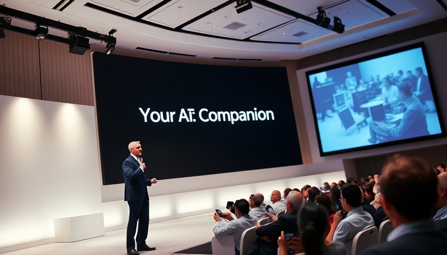 Conference speaker in front of screen, Microsoft staff discuss layoffs ethics.