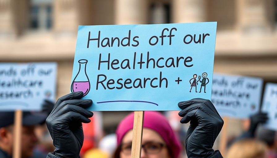Protest sign on NIH funding cap advocating healthcare and research.