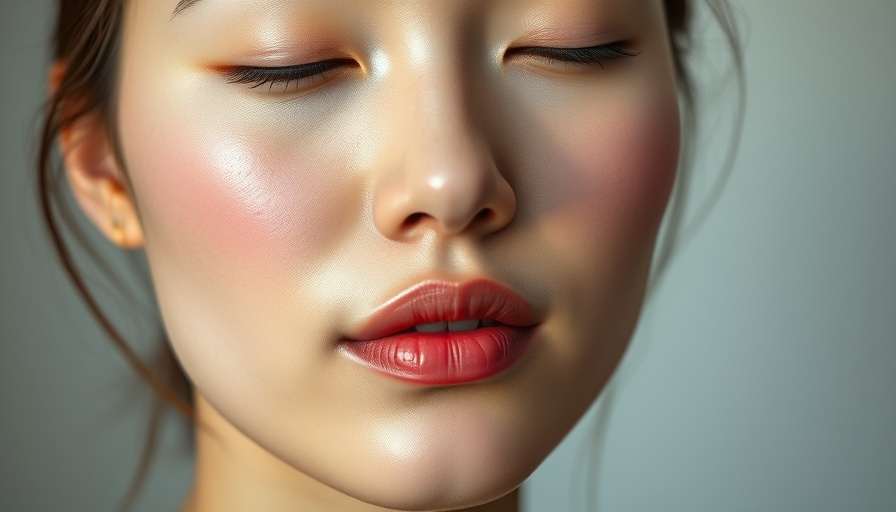 Close-up of a woman with dewy skin, showcasing J-Beauty.