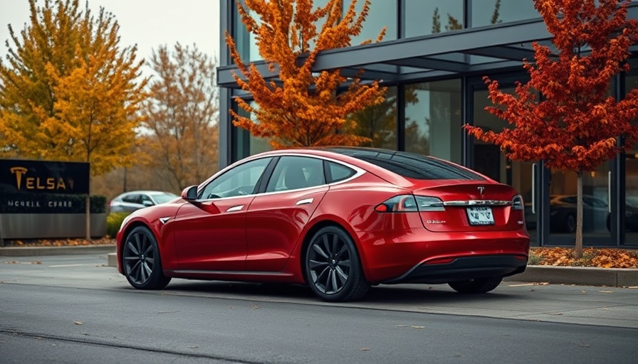 Tesla Model S in front of a showroom, discussing Tesla Sentry Mode and political vandalism.