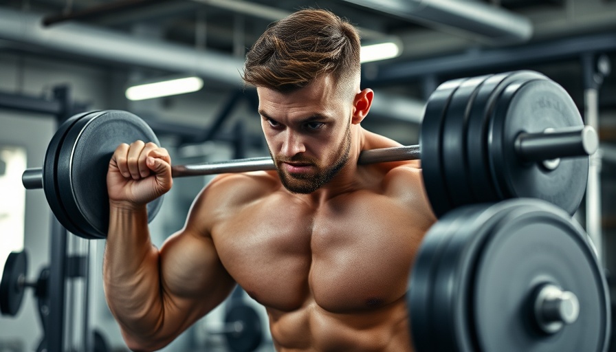 Athletic man lifting weights in gym, very low fat diet focus.