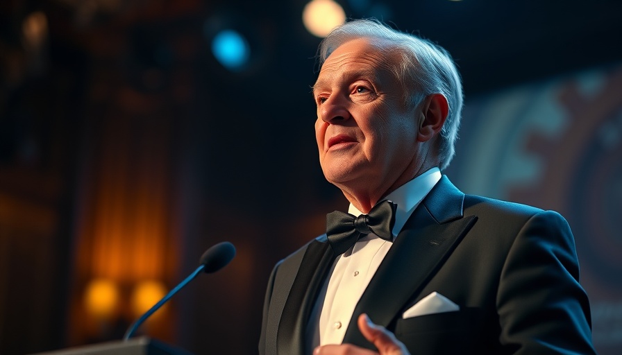 Speaker discusses major tariffs on pharmaceuticals at formal event.