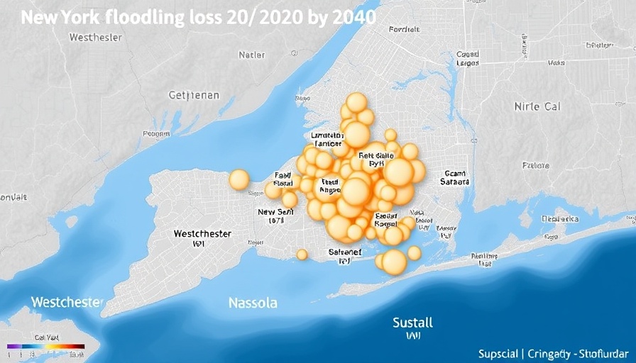New York homes flooding risk 2040 map showing estimated dwelling loss.
