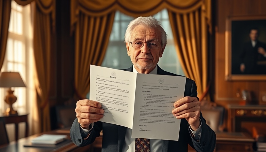Trump Executive Order Climate Laws document displayed by distinguished man in office.