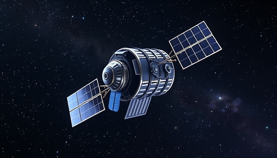 Humorous satellite in space resembling a trash can, symbolizing Amazon Kuiper satellite launch delay.