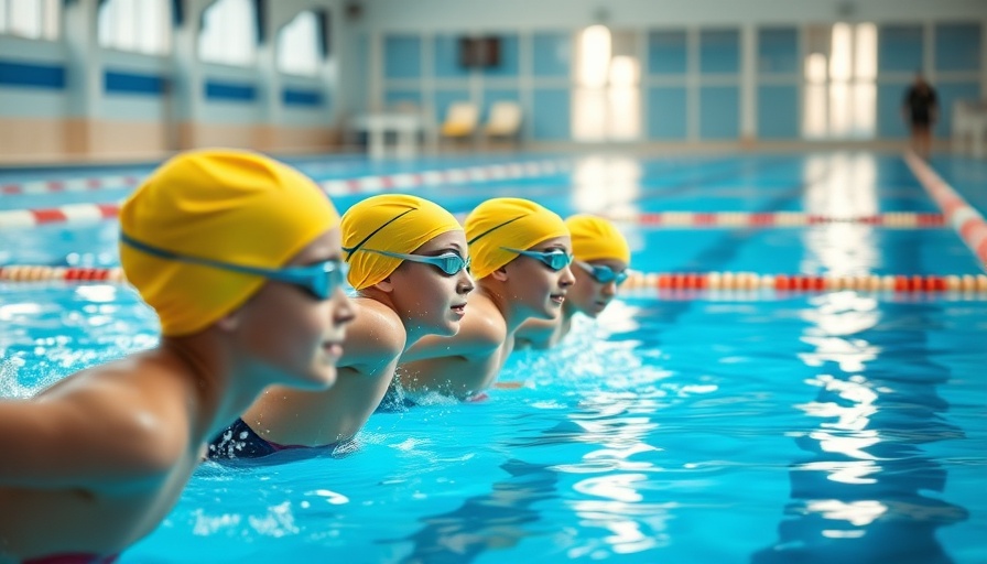 Young swimmers preparing to dive at swimming lessons indoors, highlighting importance of swimming lessons for children and adults.