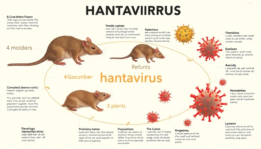 Infographic illustrating hantavirus lifecycle and transmission.