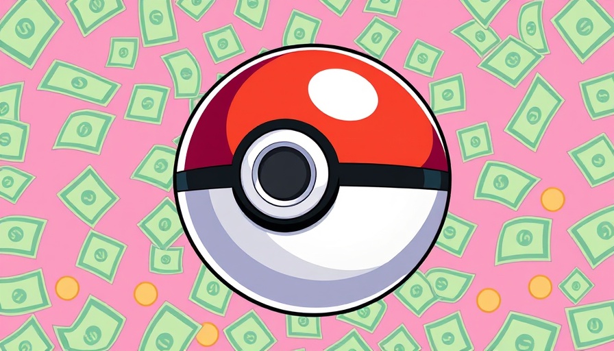 Illustrated Pokeball with money background, AI benchmarking in Pokémon theme.