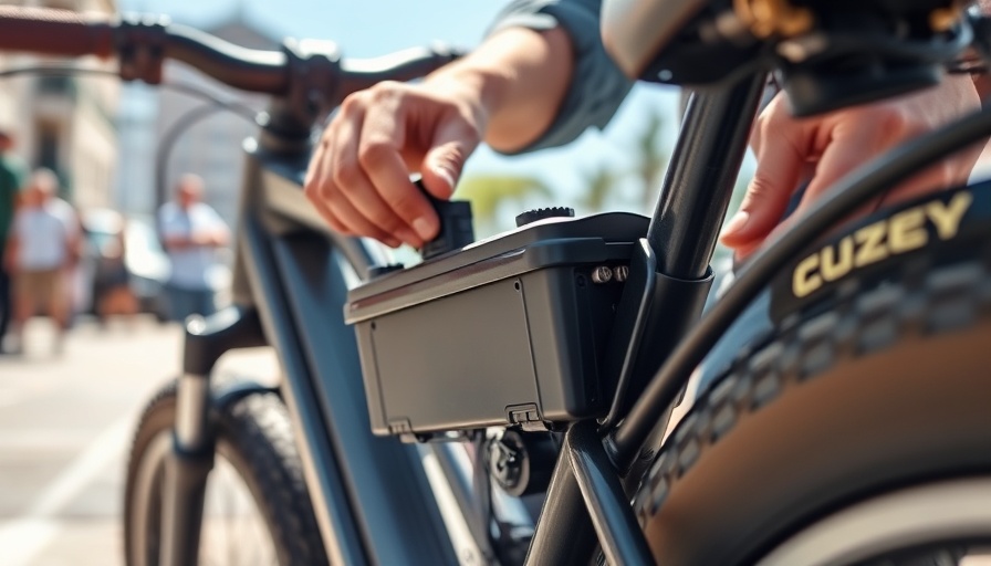 Person handling lime bike battery for recycling outdoors.